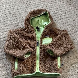 Patagonia Brown Fleece Jacket with Green Accents